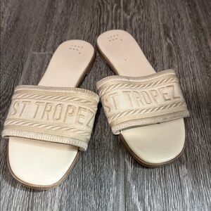 a new day Cream Embroidered Slide Sandals